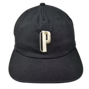 Colour 5 Panel Black White Hat OS Embroidered P Logo Adjustable Slideback